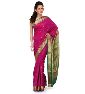 Magenta Art Silk Saree with Zari Border