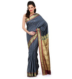 Grey Art Silk Saree with Zari Border