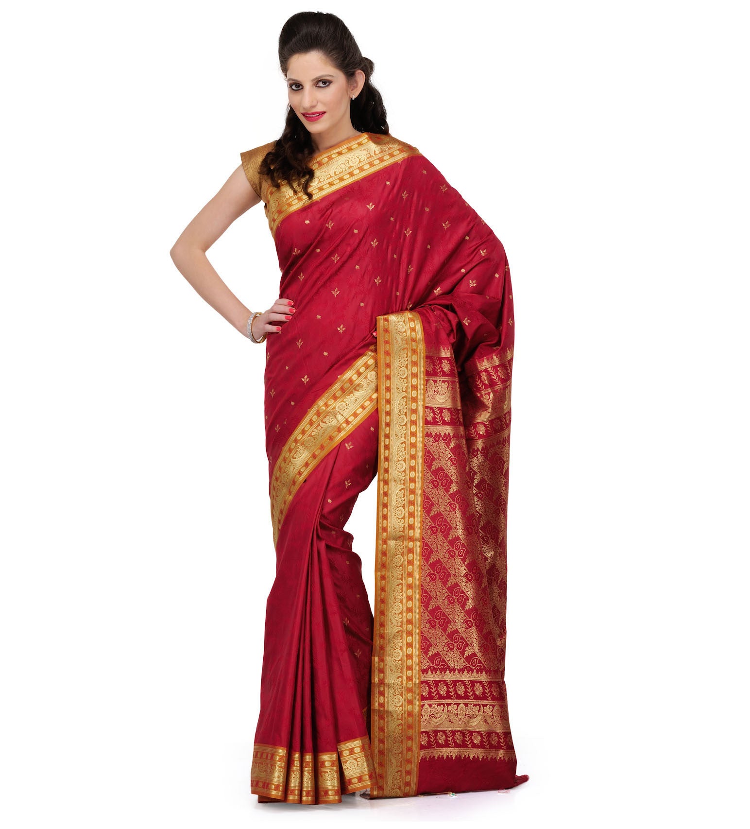 Maroon Art Silk Saree with Zari Border