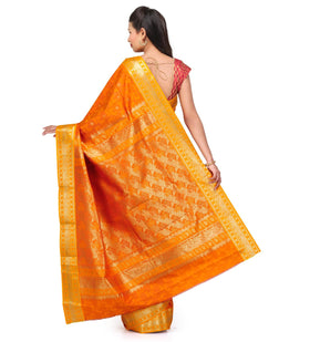 Gold Art Silk Saree with Zari Border