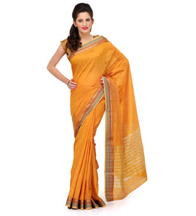 Golden Dupion Silk Saree