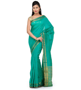 Emerald Green Dupion Silk Saree