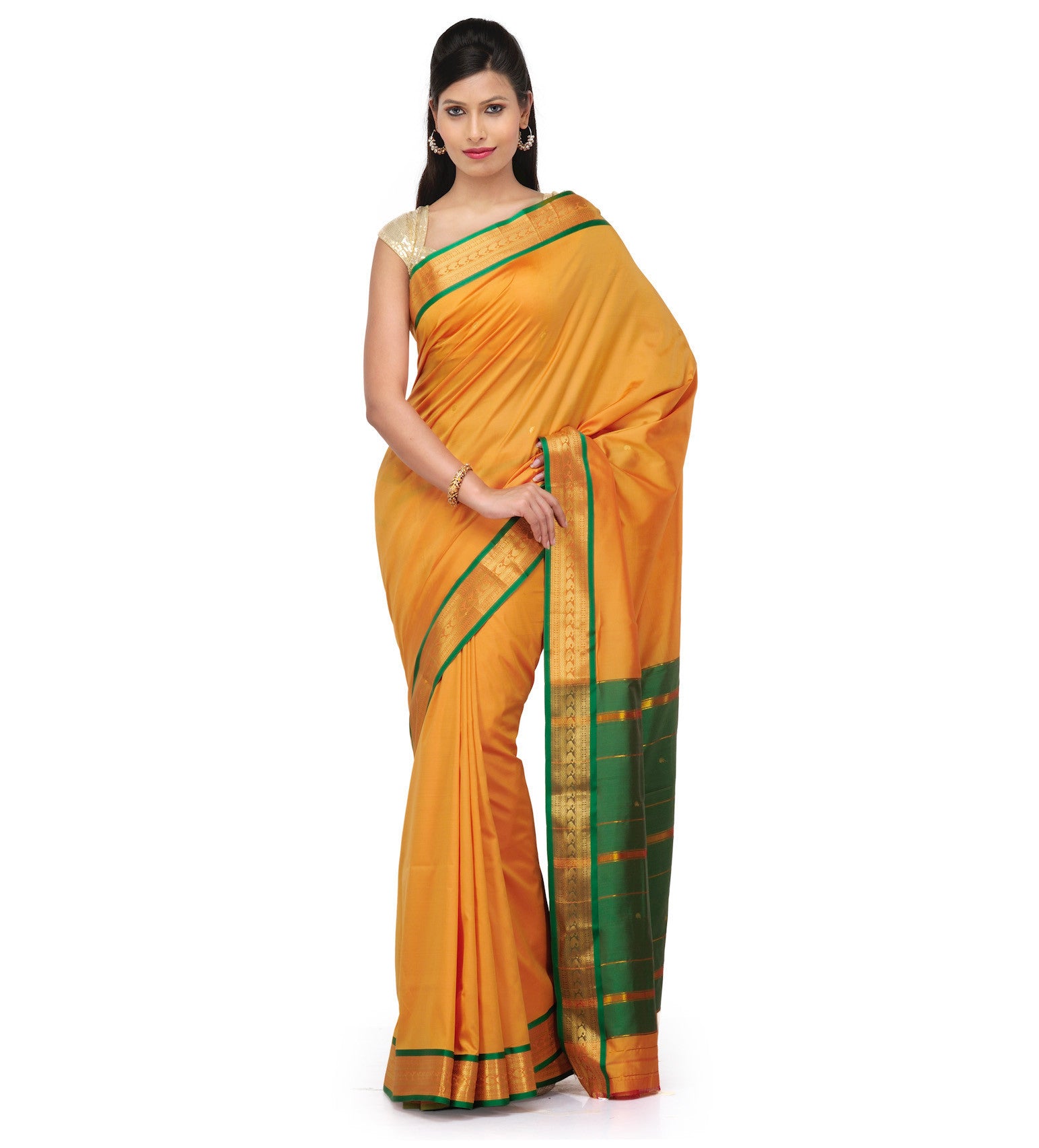 Golden Art Silk Saree with Zari Border