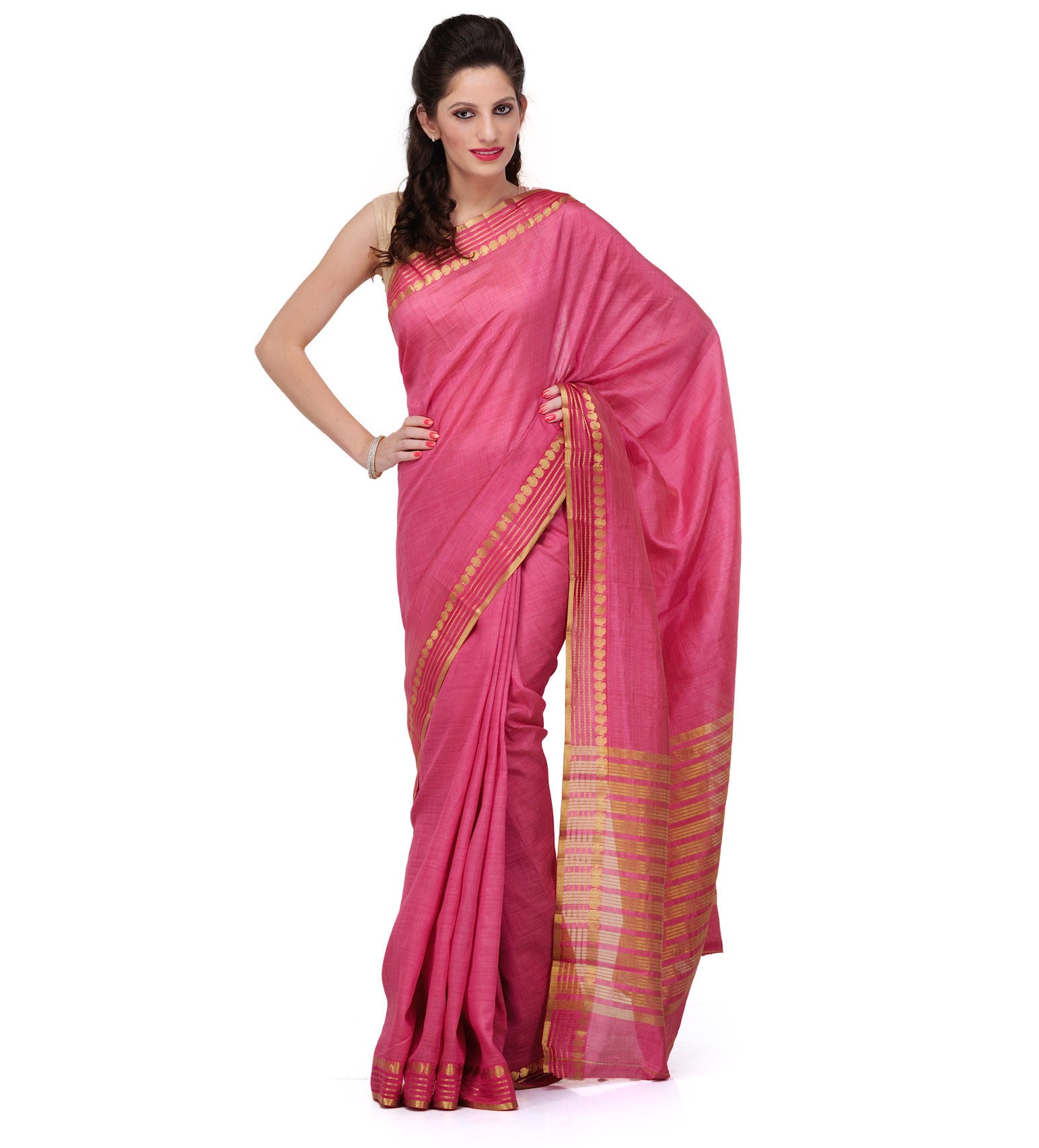 Pink Dupion Silk Saree