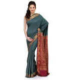 Dark Grey Valkalam Art Silk Saree