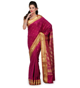 Magenta Art Silk Saree with Zari Border