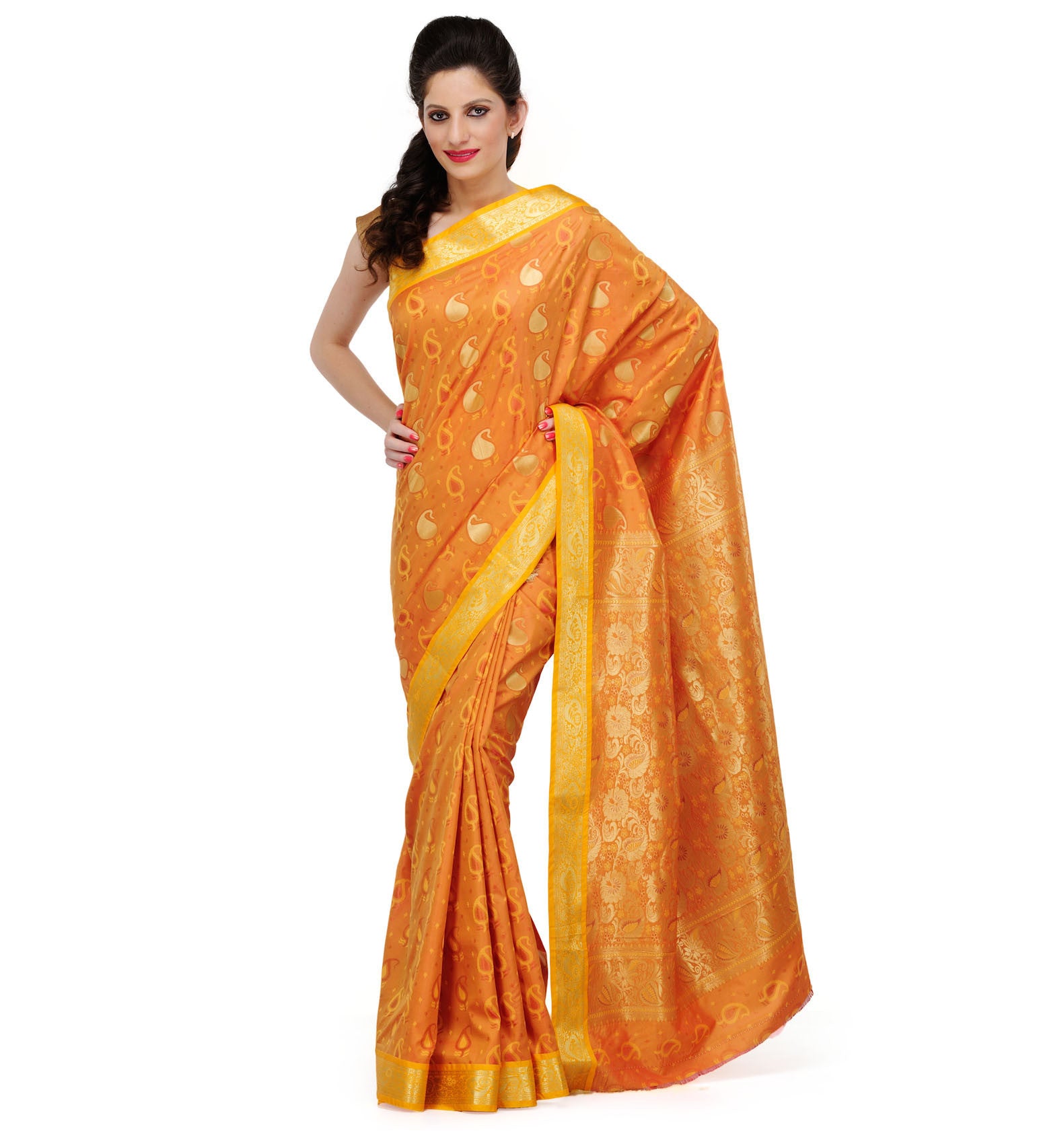 Golden Art Silk Saree with Zari Border