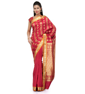 Maroon Art Silk Saree with Zari Border