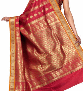 Maroon Art Silk Saree with Zari Border