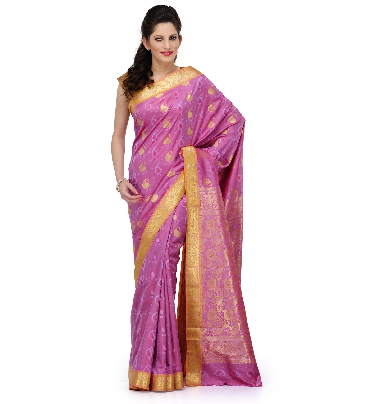 Pink Art Silk Saree with Zari Border