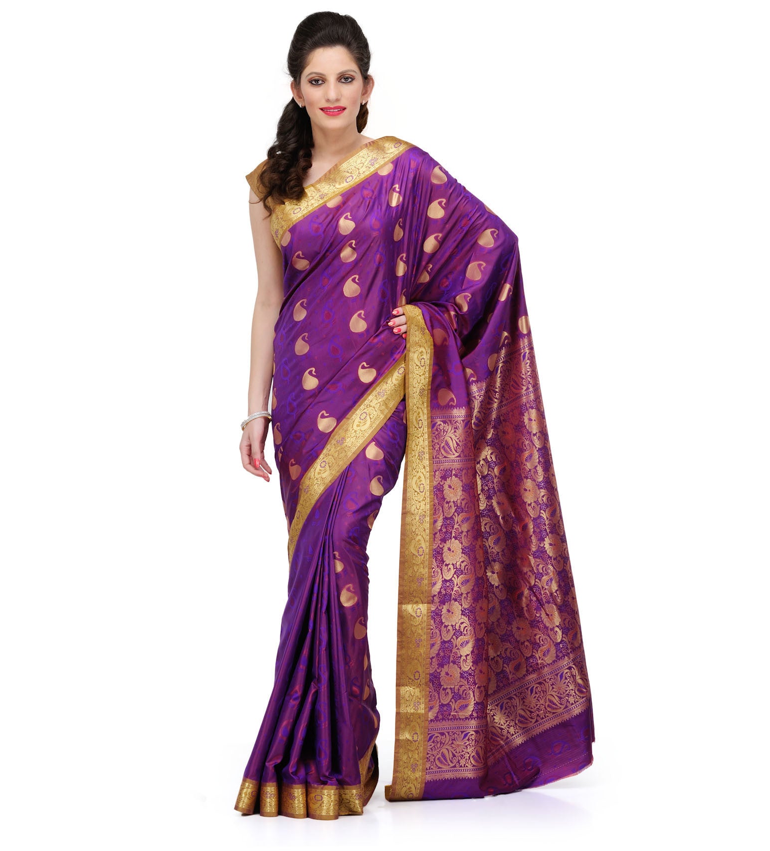 Violet Art Silk Saree with Zari Border