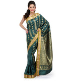 Green Art Silk Saree with Zari Border