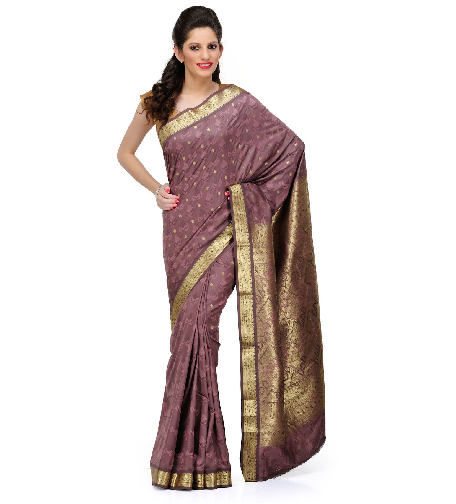 Purple Art Silk Saree with Zari Border