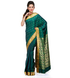 Green Art Silk Saree with Zari Border