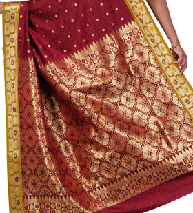 Maroon Art Silk Saree with Zari Border