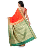 Orange Art Silk Saree with Zari Border