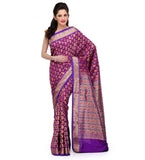 Violet Art Silk Saree with Meena Work