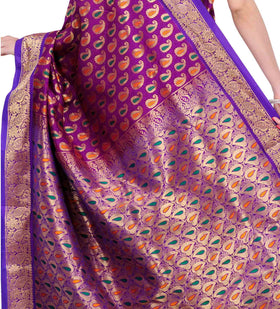 Violet Art Silk Saree with Meena Work