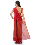 Maroon Semi Chiffon Saree