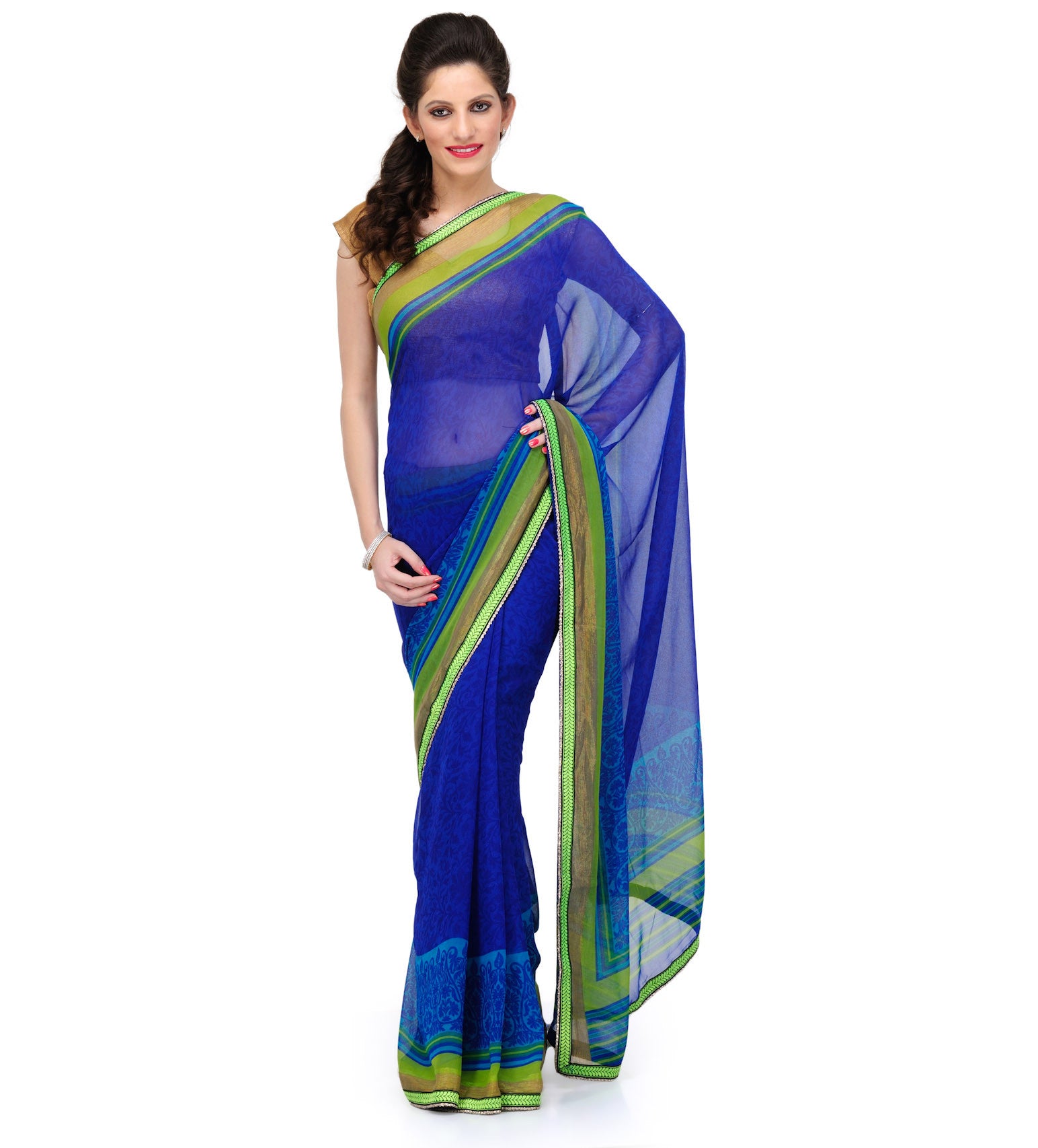 Royal Blue Faux Georgette Saree