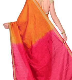 Orange Tanchoi Art Silk Saree