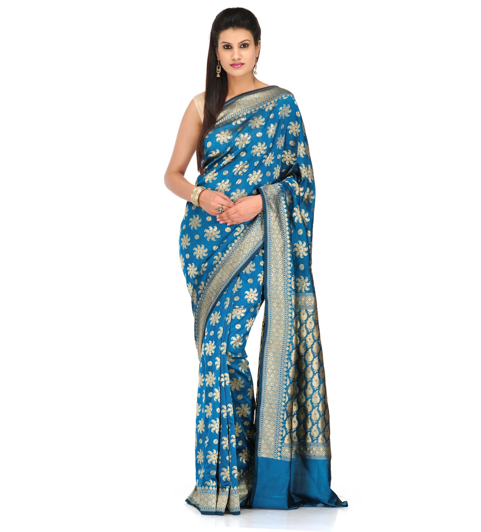 Blue Resham Woven Art Silk Saree