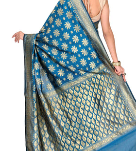 Blue Resham Woven Art Silk Saree