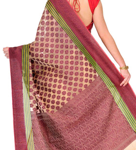 Beige Kora Silk Saree