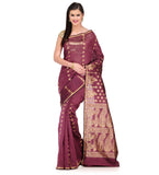 Burgundy Cotton Silk Saree