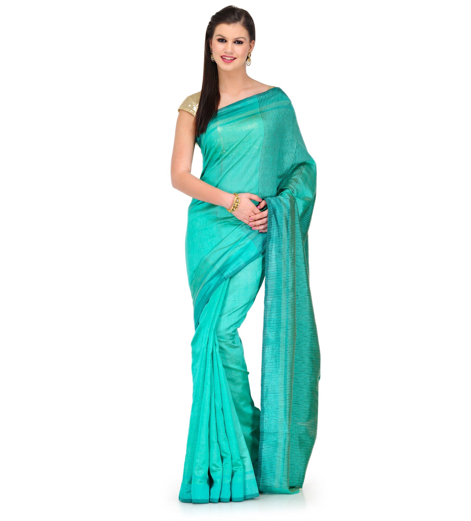 Sea Green Dupion Silk Saree