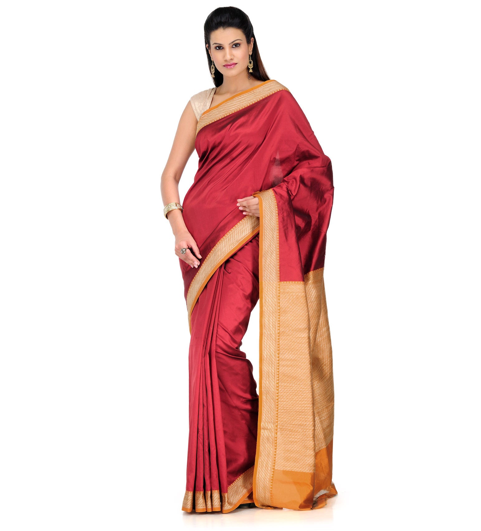 Maroon Resham Woven Art Silk Saree