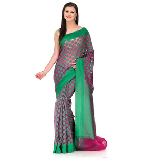 Magenta Faux Chanderi Saree