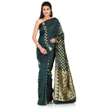 Dark Green Cotton Silk Saree