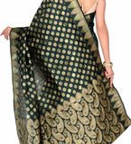 Dark Green Cotton Silk Saree