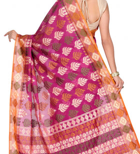 Magenta Kora Silk Saree