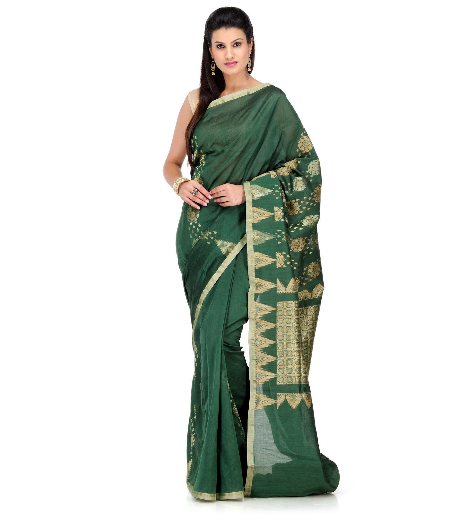 Green Cotton Silk Saree