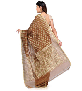 Brown Cotton Silk Saree