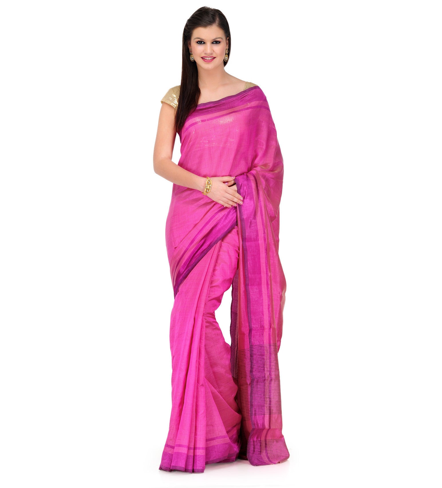 Magenta Dupion Silk Saree