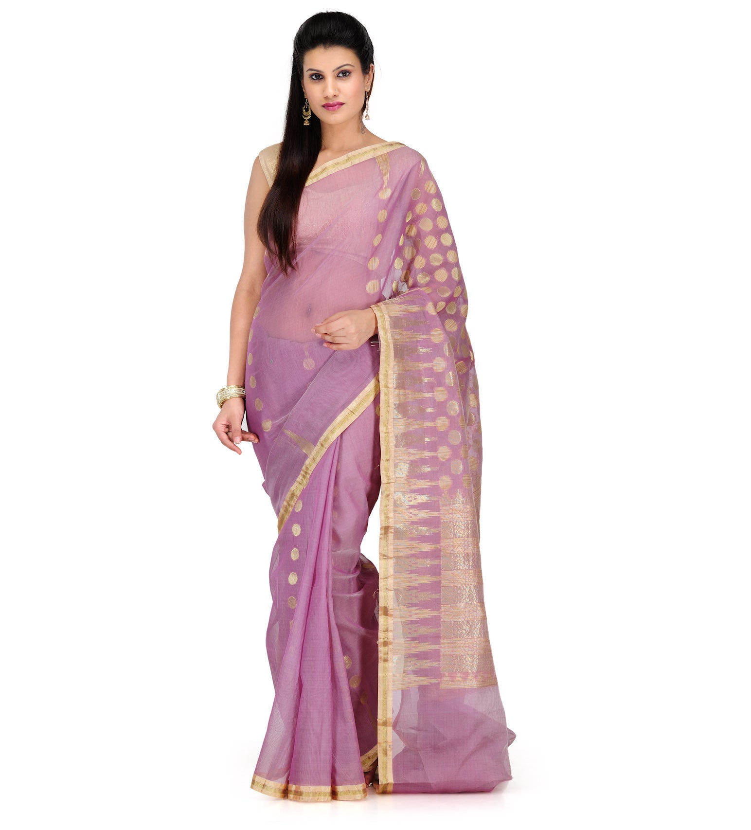 Lilac Cotton Silk Saree