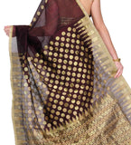 Black & Maroon Cotton Silk Saree