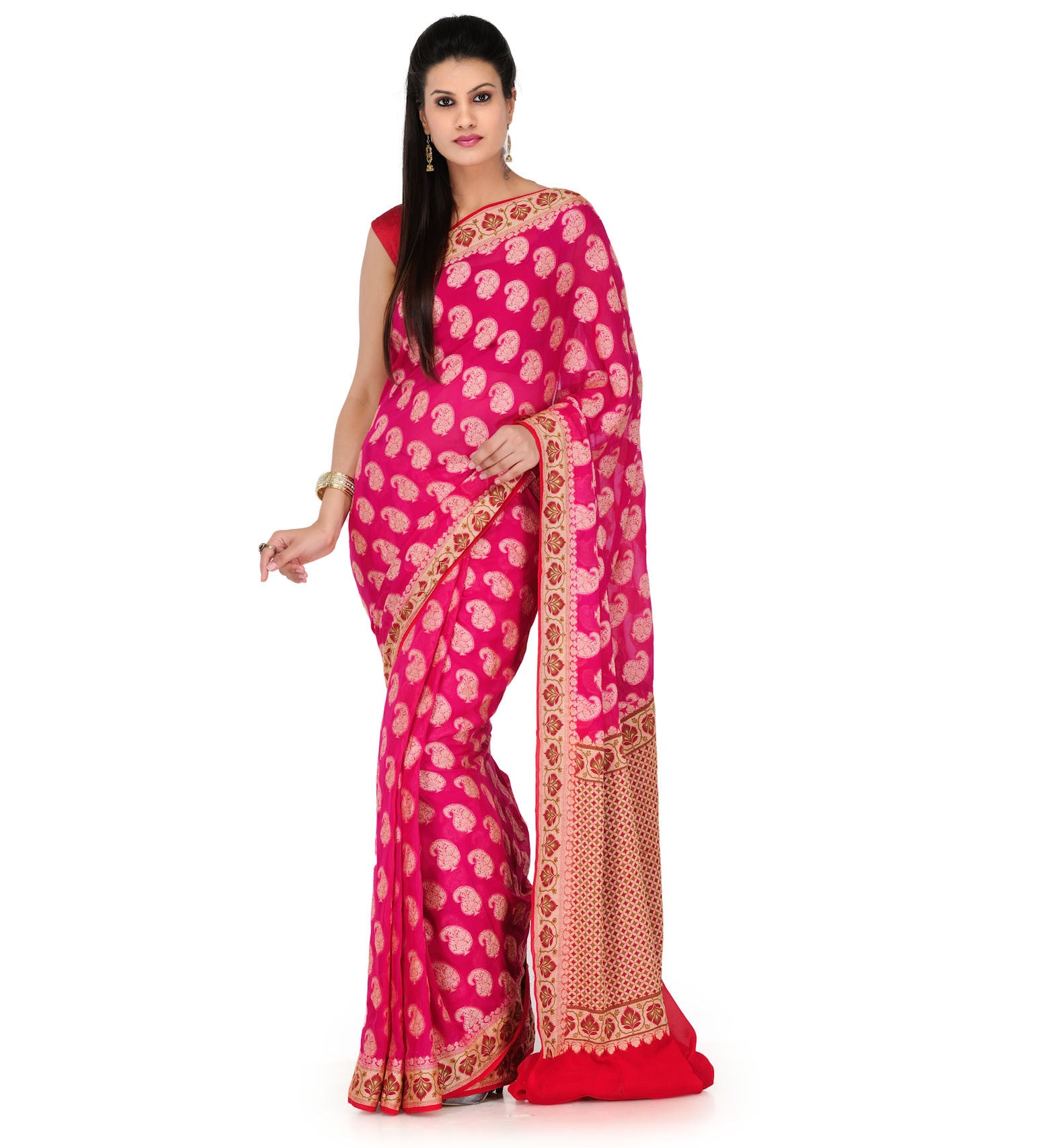 Magenta Pure Georgette Saree