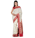 Off White Art Silk Saree with Zari Border