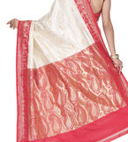 Off White Art Silk Saree with Zari Border