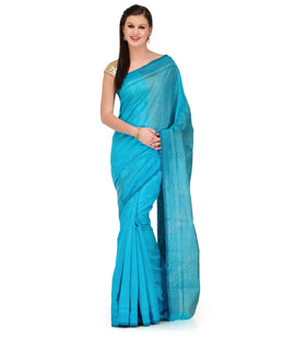 Turquoise Dupion Silk Saree