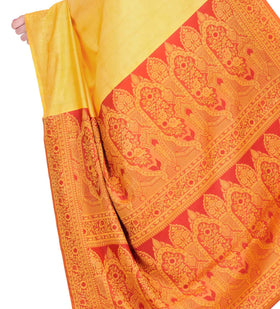 Golden Art Silk Saree with Resham Pallu