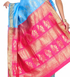 Turquoise Art Silk Saree with Zari Border