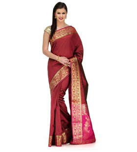 Maroon Art Silk Saree with Zari Border