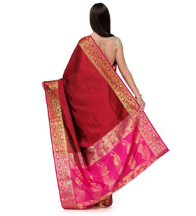 Maroon Art Silk Saree with Zari Border