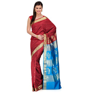 Maroon Art Silk Saree with Zari Border