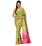 Green Art Silk Saree with Zari Border